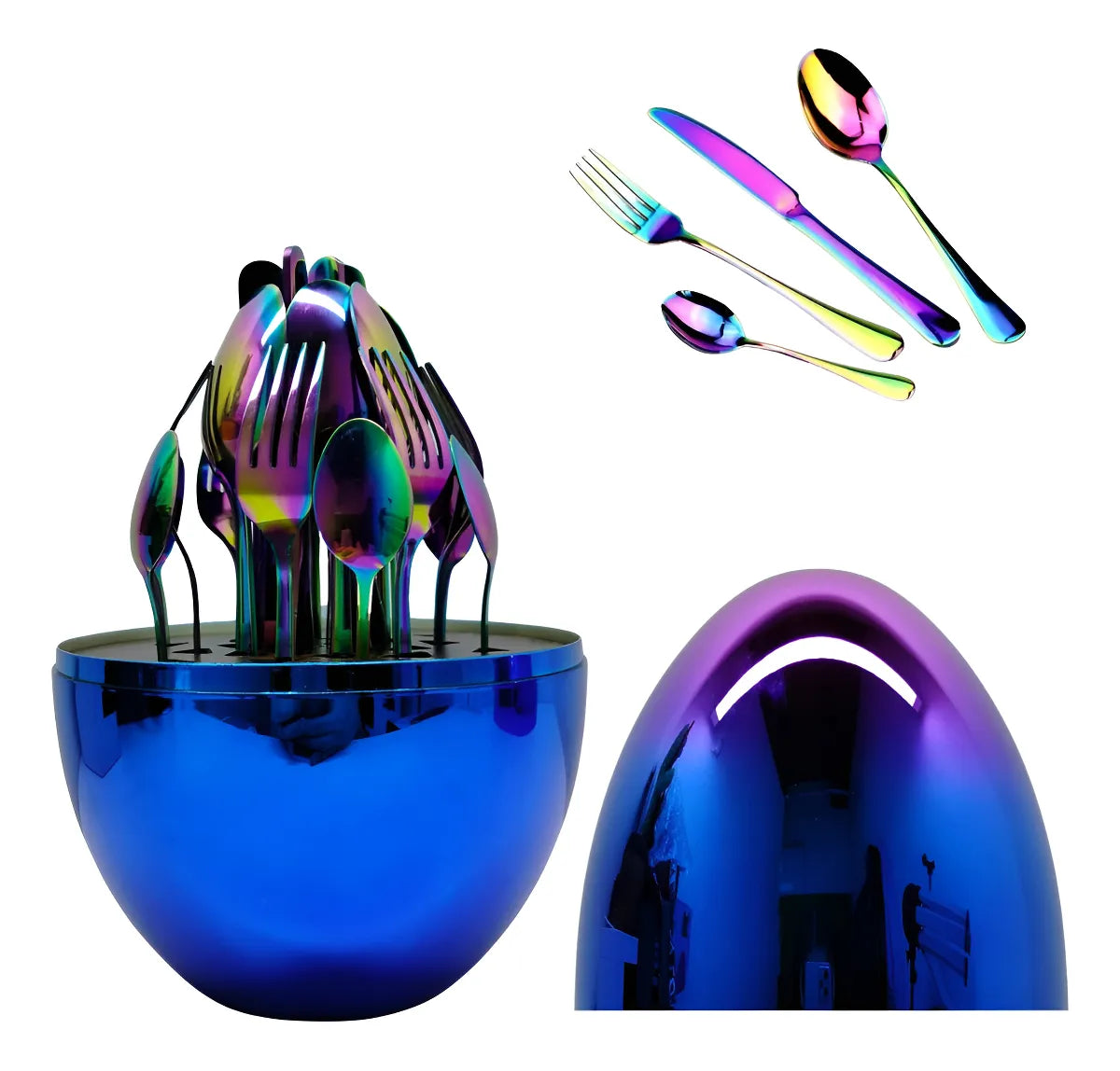 Set de Cubiertos Premium Tipo Huevo – Diseño Elegante para tu Mesa 🍽️