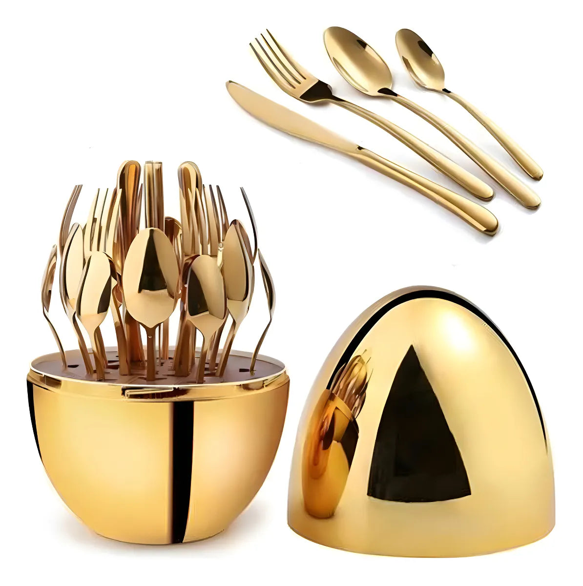 Set de Cubiertos Premium Tipo Huevo – Diseño Elegante para tu Mesa 🍽️