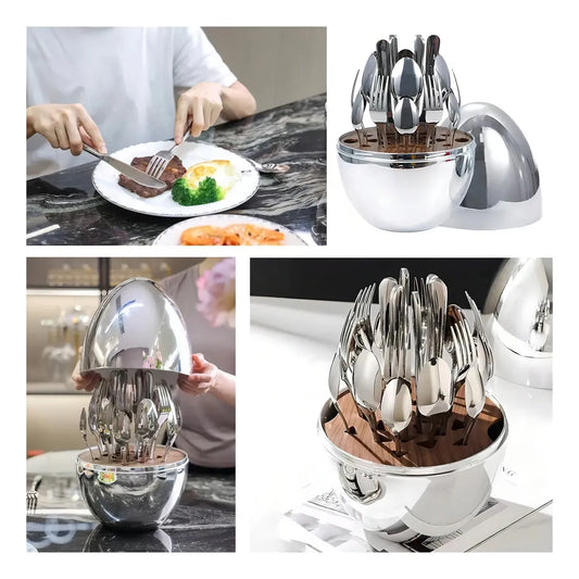 Set de Cubiertos Premium Tipo Huevo – Diseño Elegante para tu Mesa 🍽️