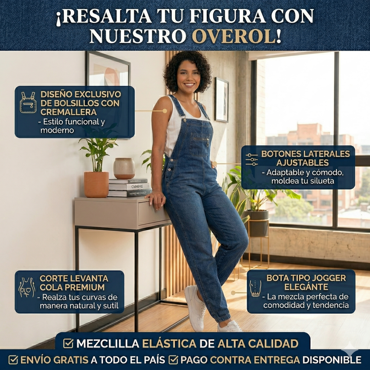 Overol Jean Premium – Horma Levanta Cola y Bota Jogger
