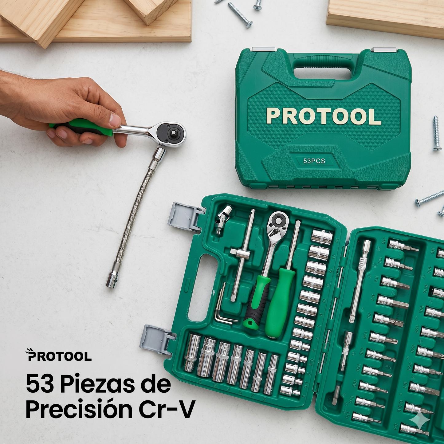 Master-Set ProTool 53 en 1: Kit de Rachet y Copas