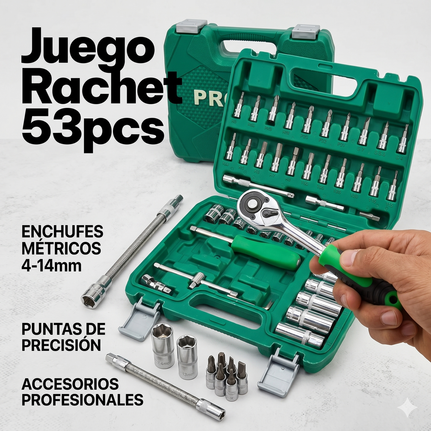 Master-Set ProTool 53 en 1: Kit de Rachet y Copas