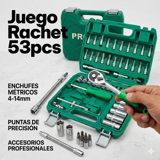 Master-Set ProTool 53 en 1: Kit de Rachet y Copas