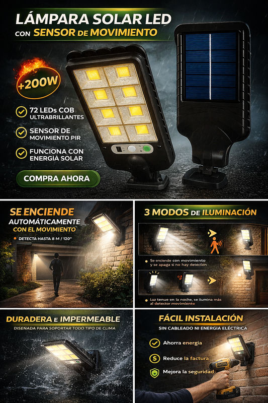 Lámpara Solar 200W (Kit 2x1 Especial o 2x4 Super promo)