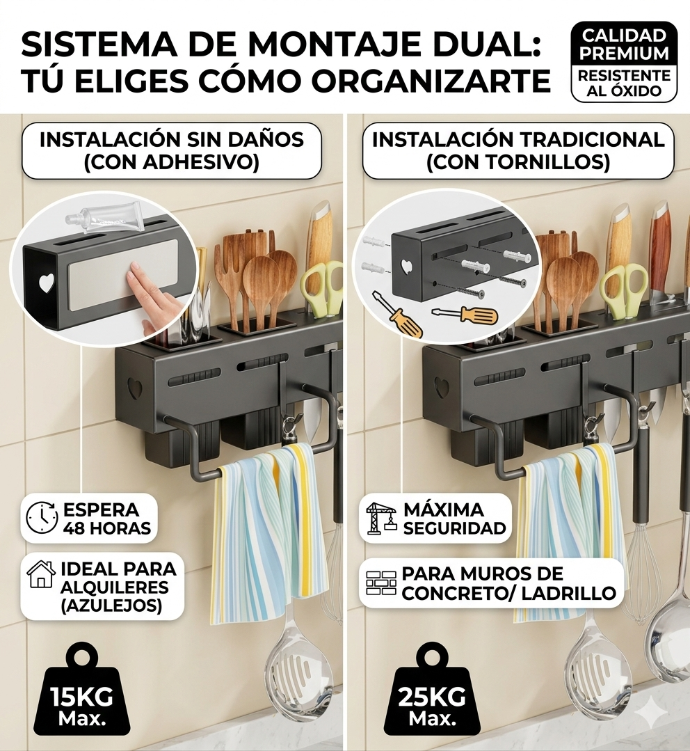 Organizador de Cocina Maestro - Acero Inoxidable Mate.