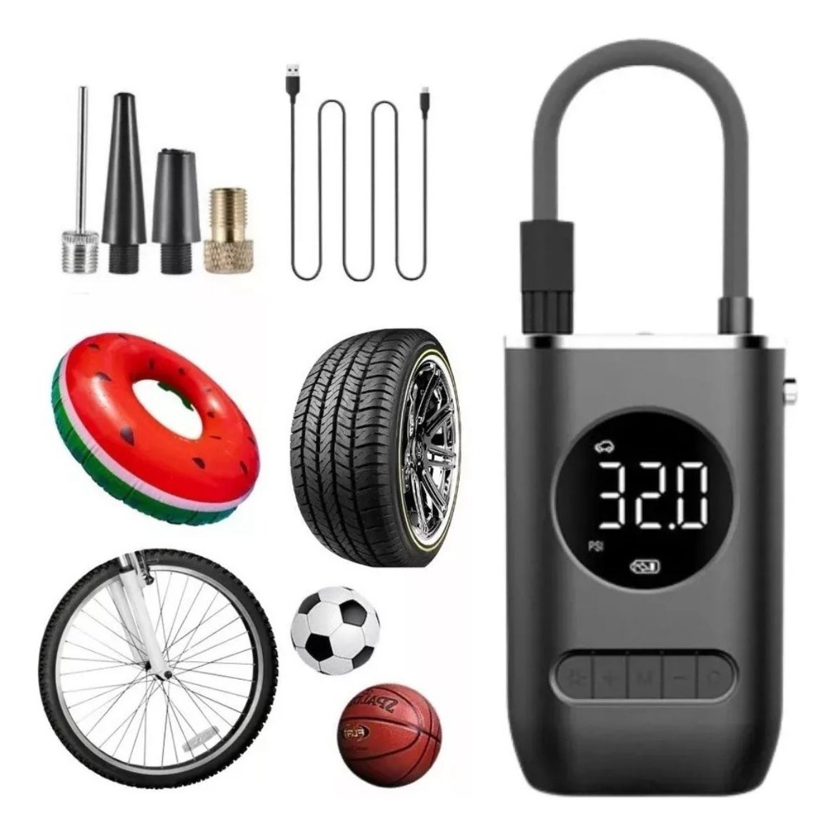 Compresor de Aire Portátil con Pantalla LCD y Linterna LED