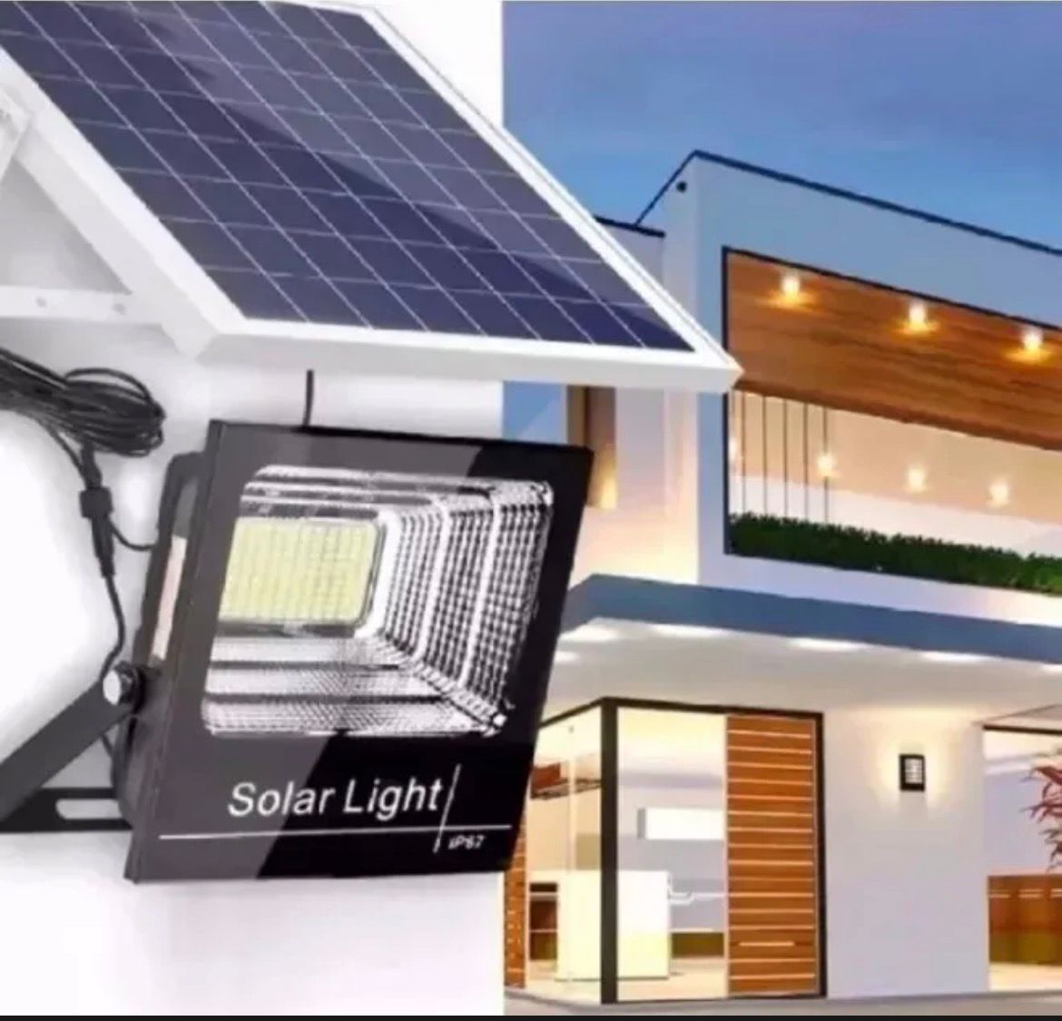 Lámpara Solar Industrial 500W Real con Panel Independiente