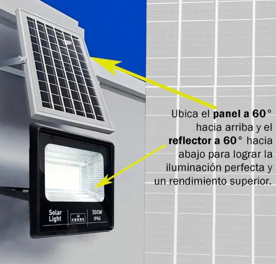 Lámpara Solar Industrial 500W Real con Panel Independiente
