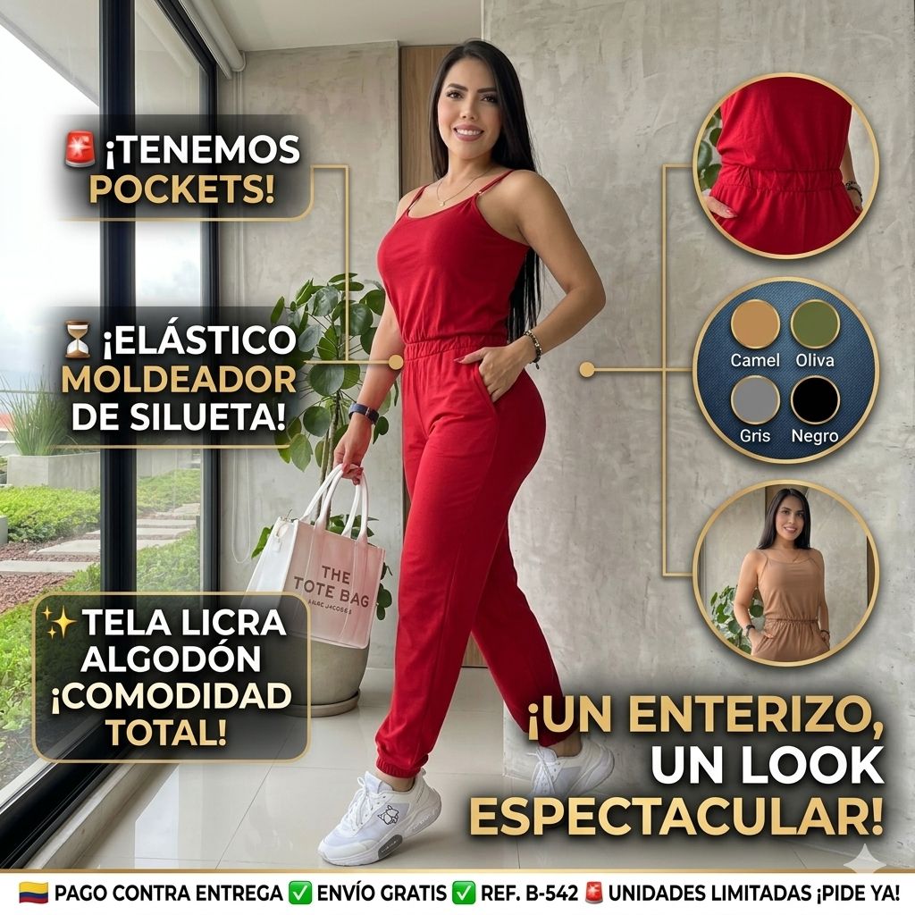 Enterizo Casual Tipo Jogger en Licra Algodón