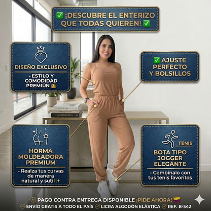 Enterizo Casual Tipo Jogger en Licra Algodón