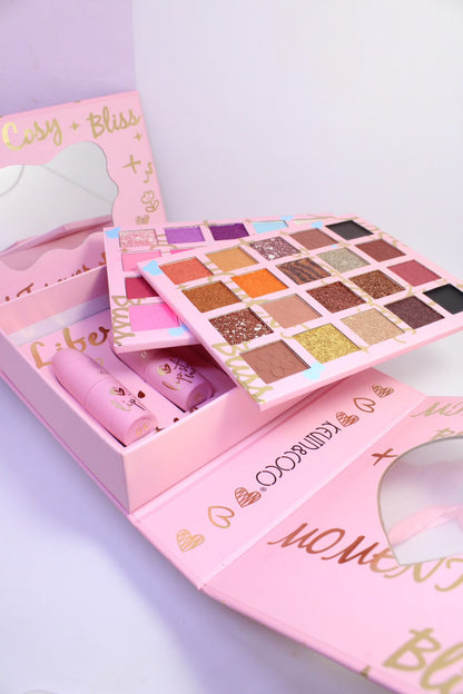 Kit KEVIN&COCO "To Miss Love" 💖 40 Sombras + 4 Labiales + Espejo en Caja de Regalo